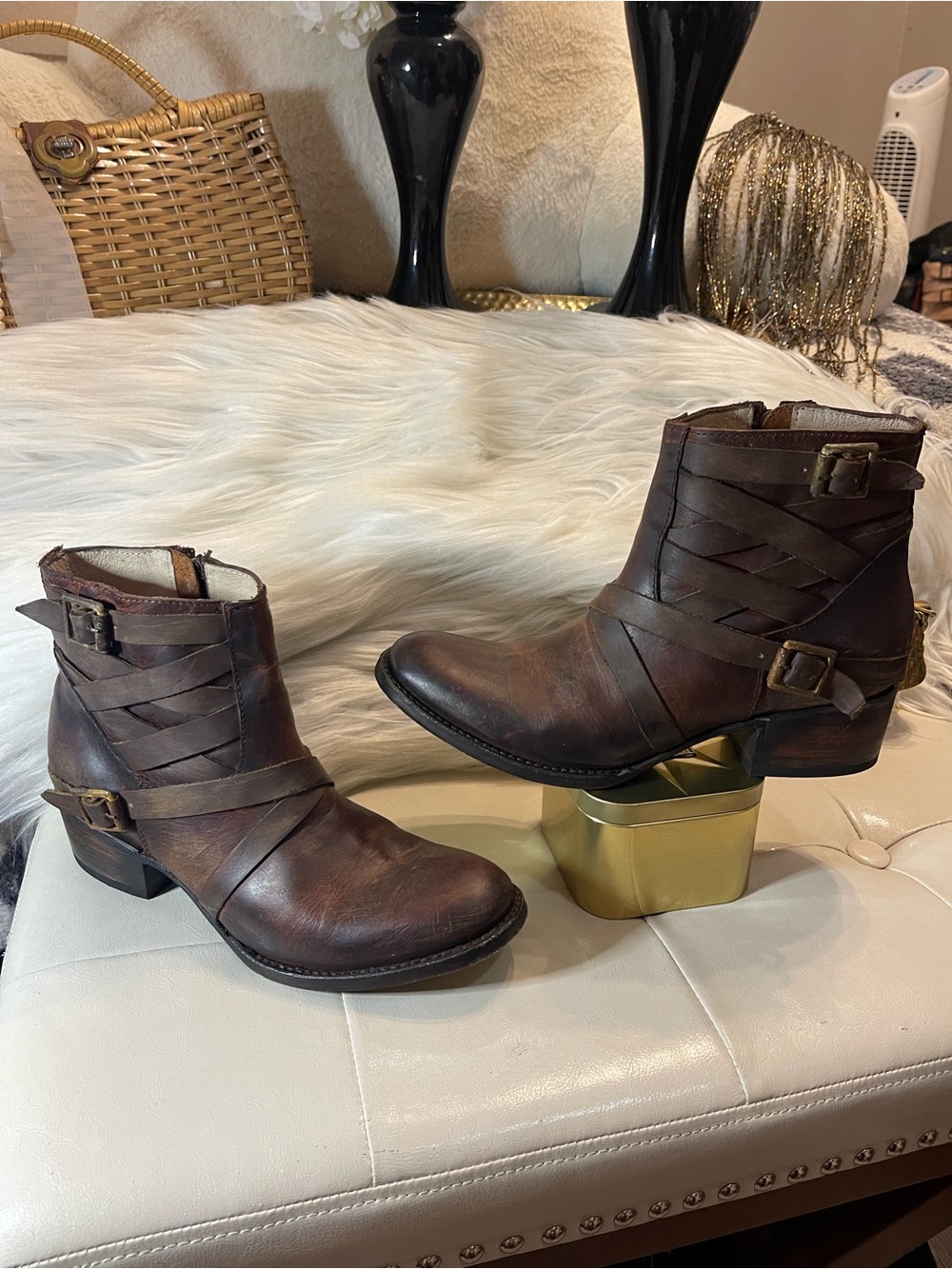 Freebird by Steven Retired “Sammi” Distressed  Brown Leather Ankle Boot